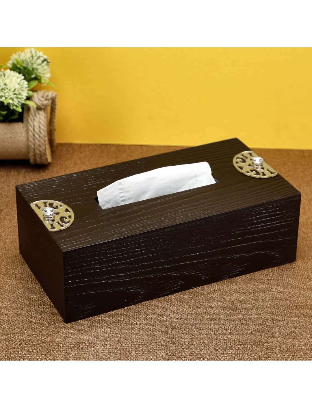 

COCKTAIL Brown Solid Wooden Tissues and Napkin Holder