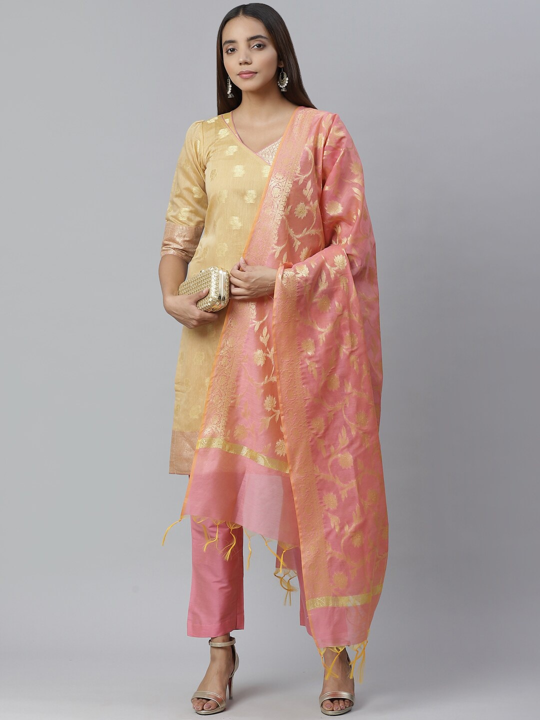 

Chhabra 555 Women Beige Dress Material