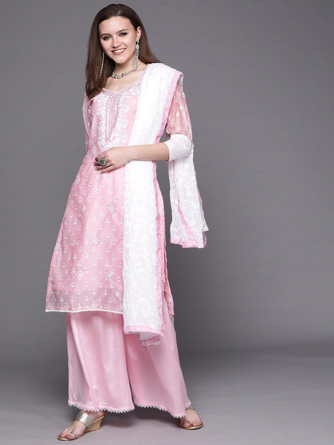 

Chhabra 555 Women Pink Dress Material