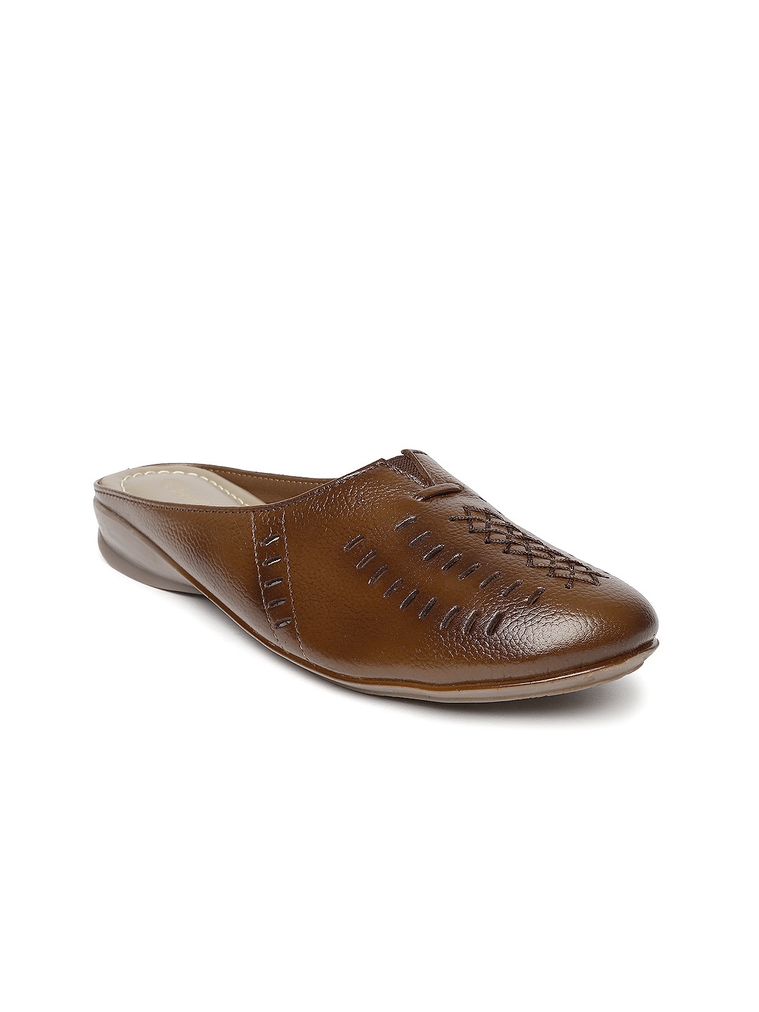 

Catwalk Women Brown Laser-Cut Leather Mules