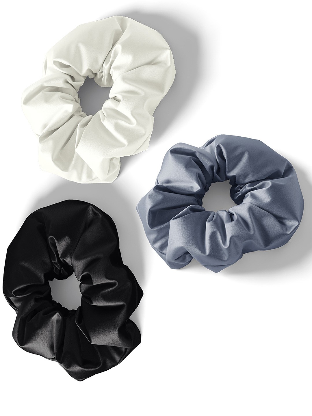 

Mueras Women White & Blue Set of 3 Satin Scrunchies