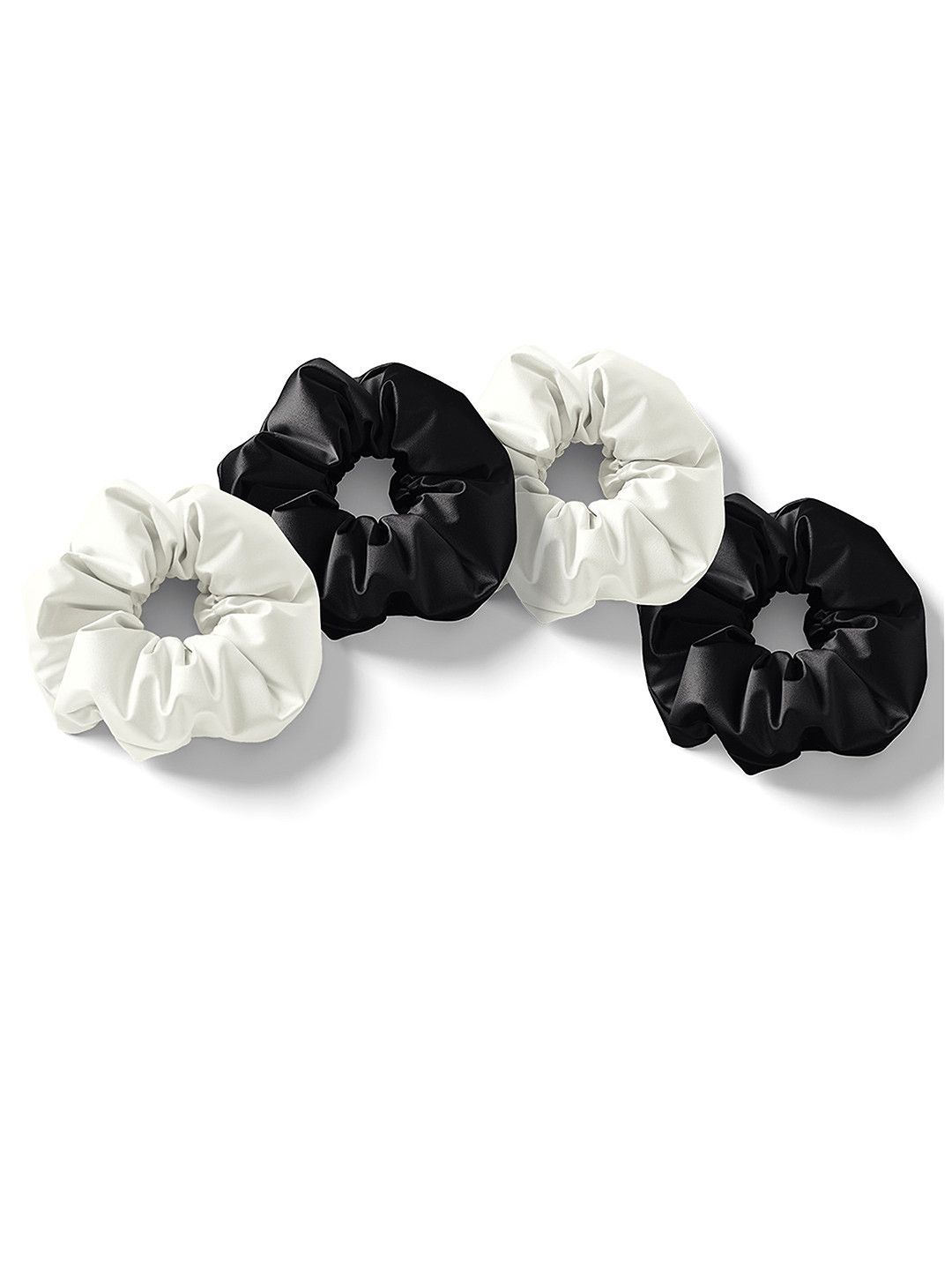 

Mueras Women White & Black Set of 4 Satin Scrunchies