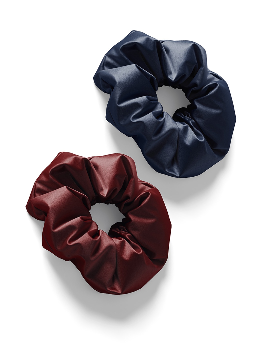 

Mueras Women Maroon & Navy Blue Set of 2 Solid Silk Satin Scrunchie