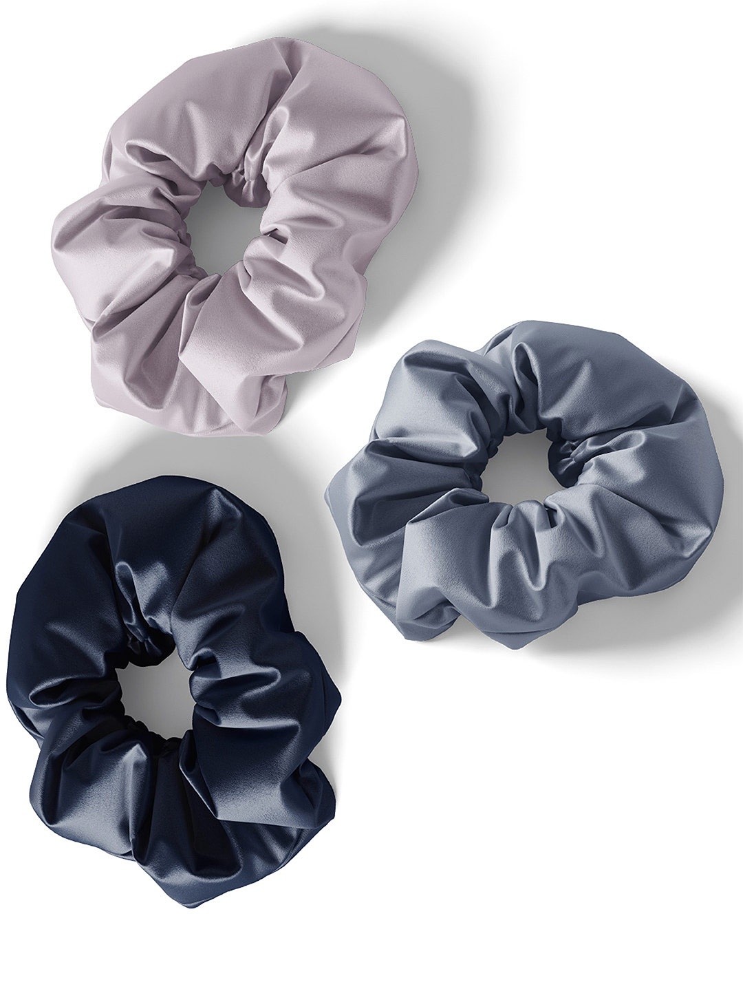 

Mueras Women Navy Blue & Lavender Set of 3 Satin Scrunchies