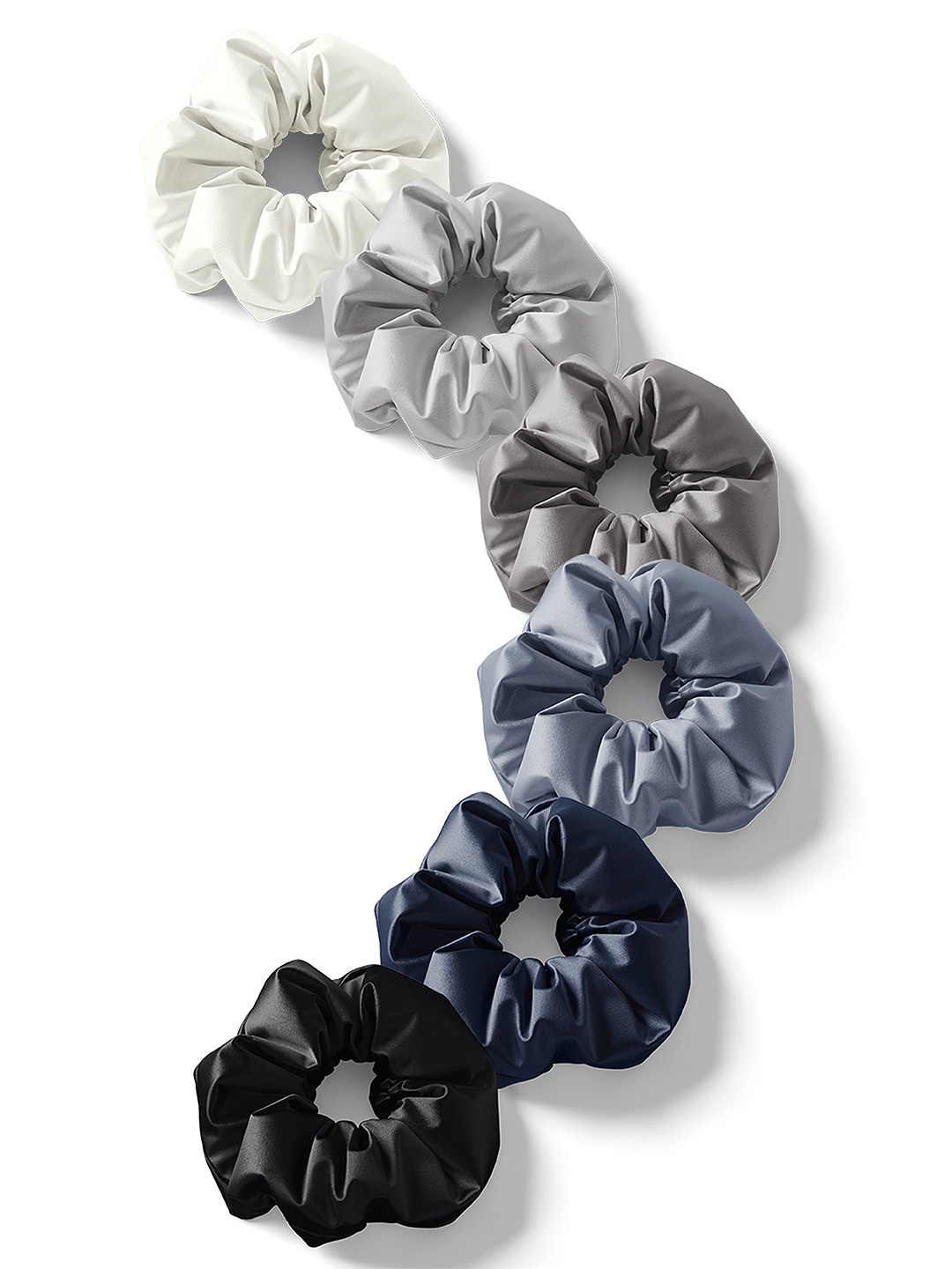 

Mueras Women Nude-Coloured & White Set of 6 Satin Scrunchies