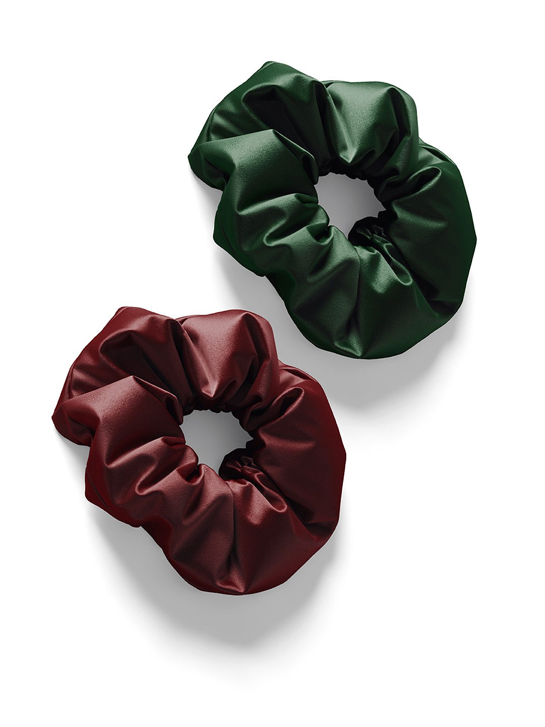 

Mueras Women Maroon & Green Set of 2 Satin Scrunchies