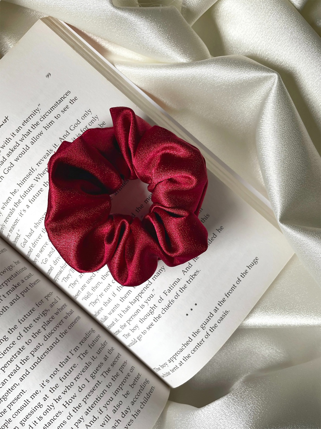 

Mueras Women Maroon Solid Satin Scrunchie