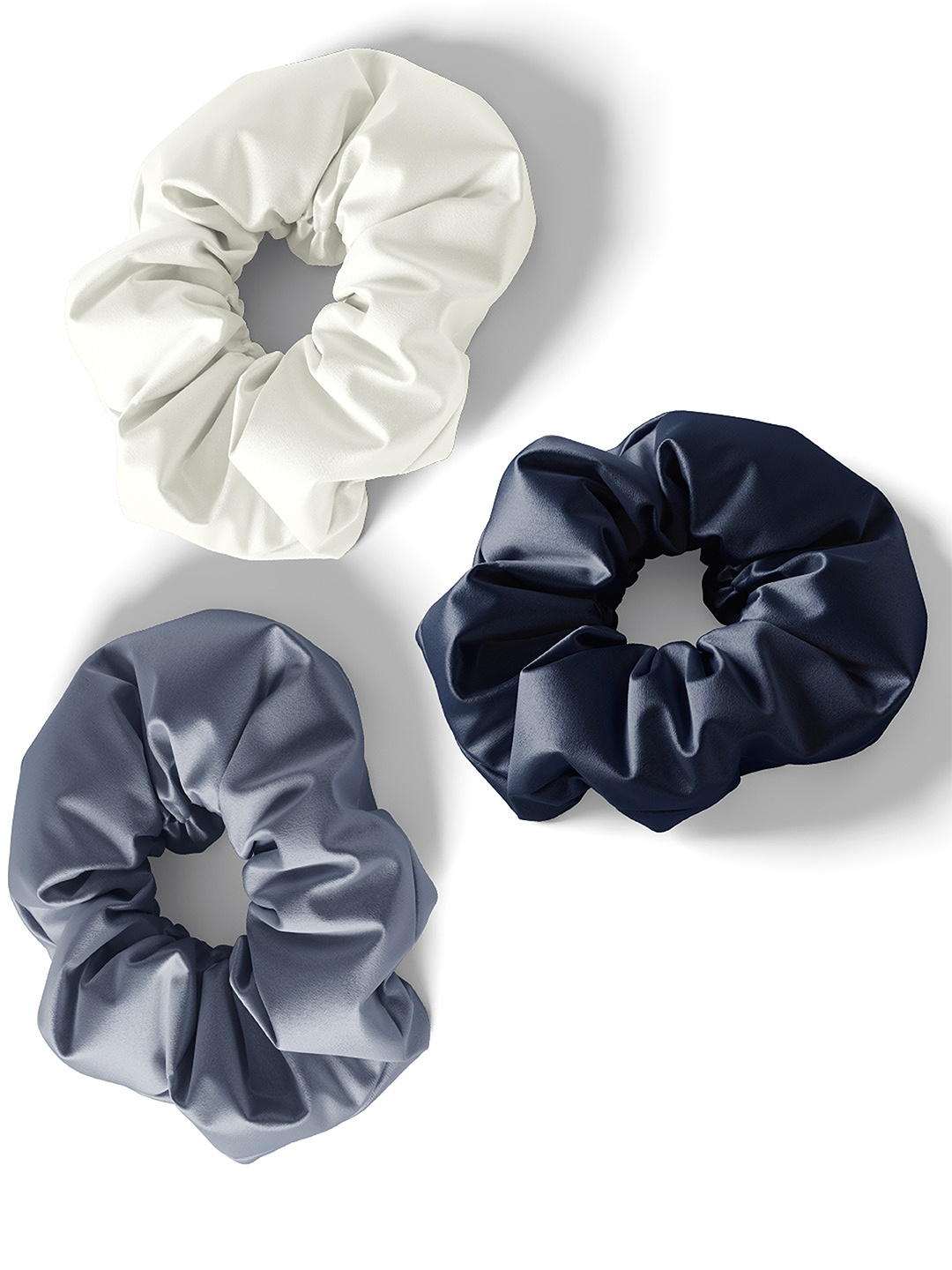 

Mueras Set of 3 Satin Scrunchies, White