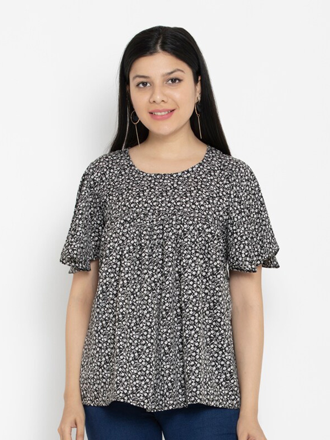 

EZIS FASHION Black & White Printed Tunic