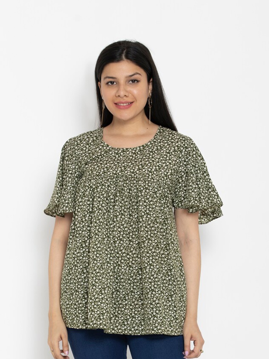 

EZIS FASHION Green Printed Tunic