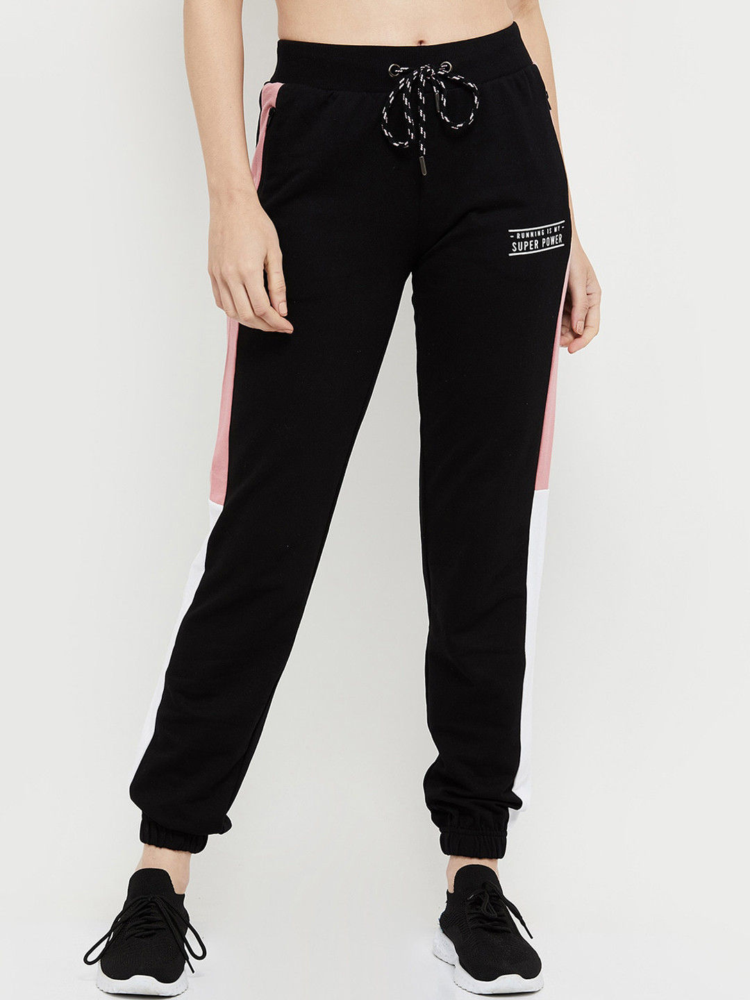 

max Women Black Solid Cotton Joggers