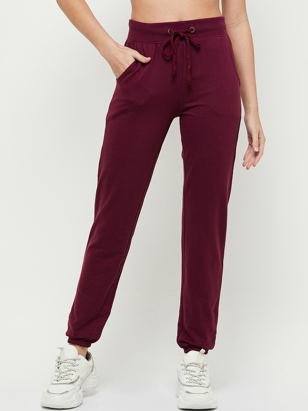 

max Women Purple Solid Cotton Joggers