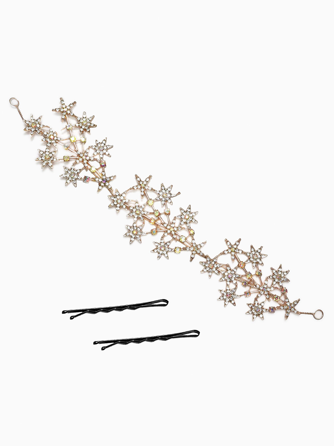 

VAGHBHATT Women Rose Gold & White Hair Accessory Set of