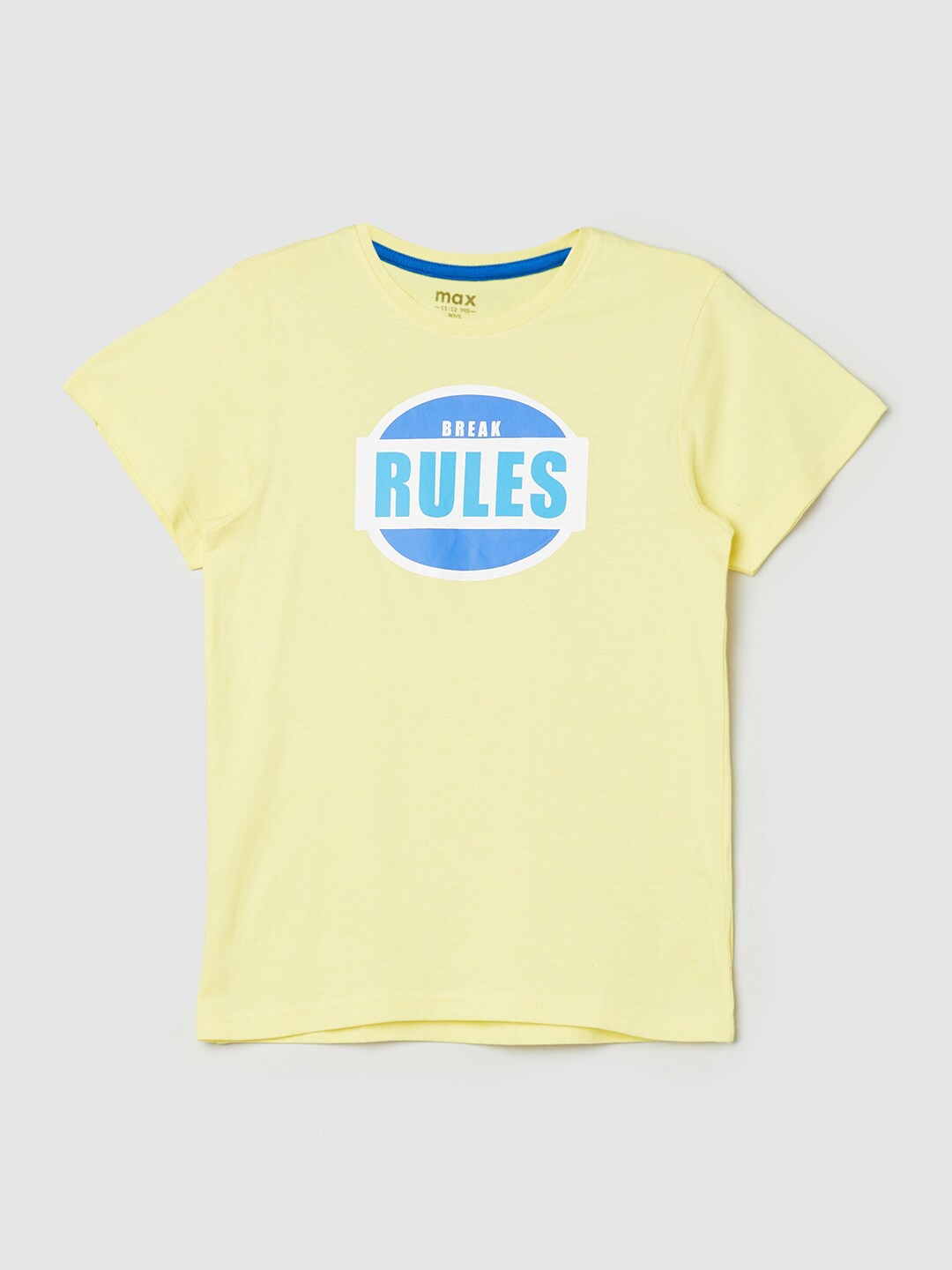 

max Boys Yellow Typography Printed Applique T-shirt