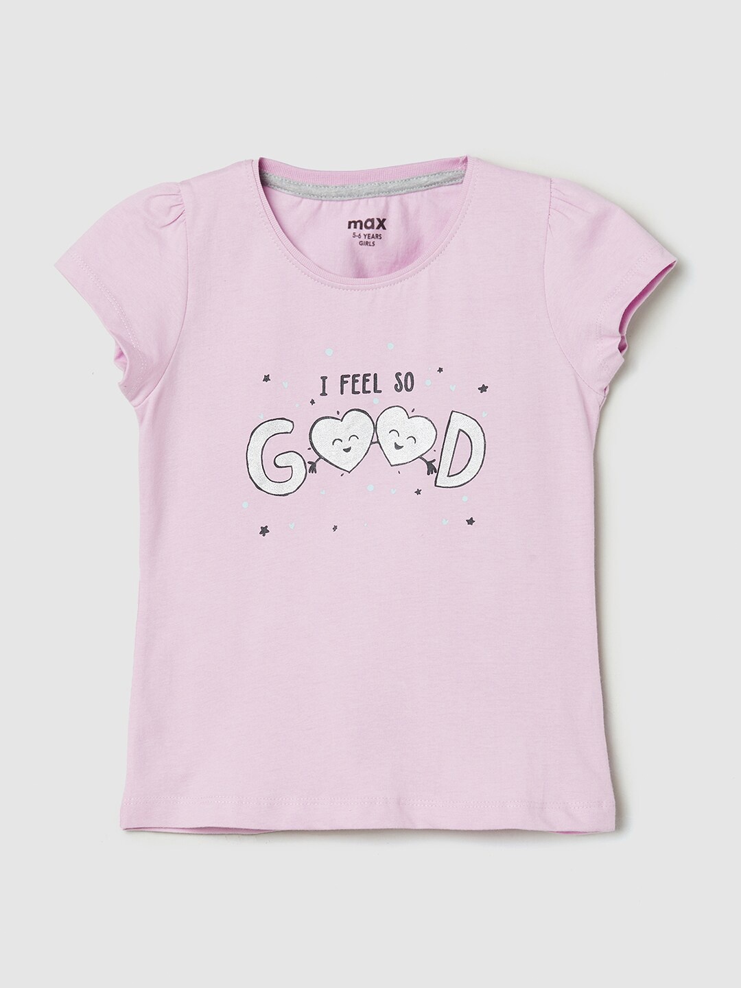 

max Girls Lavender Typography Printed T-shirt