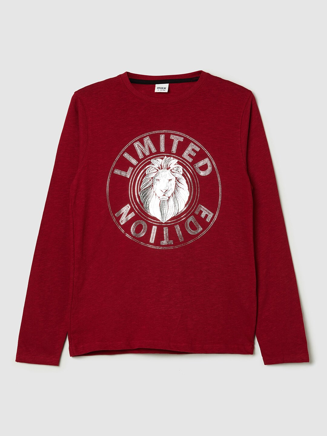 

max Boys Red Typography Printed Applique T-shirt