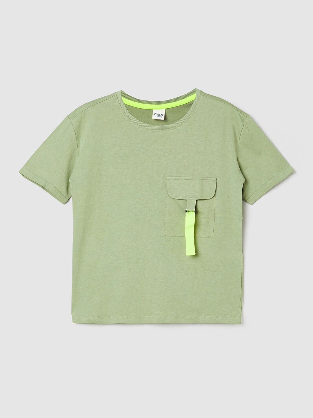 

max Girls Green V-Neck T-shirt