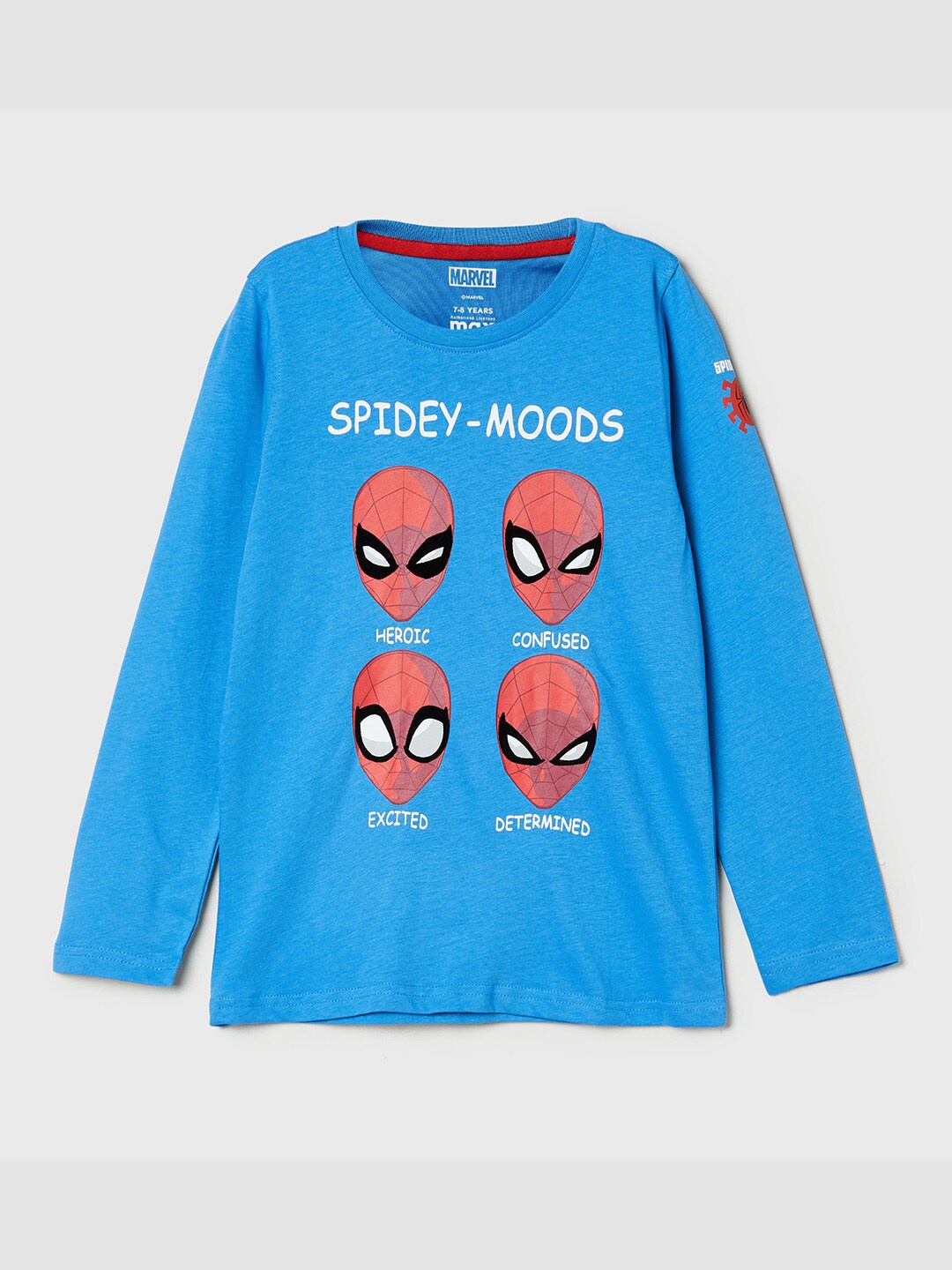 

max Boys Blue Printed Applique T-shirt