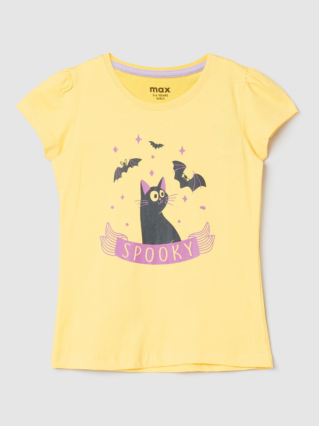 

max Girls Yellow Printed T-shirt