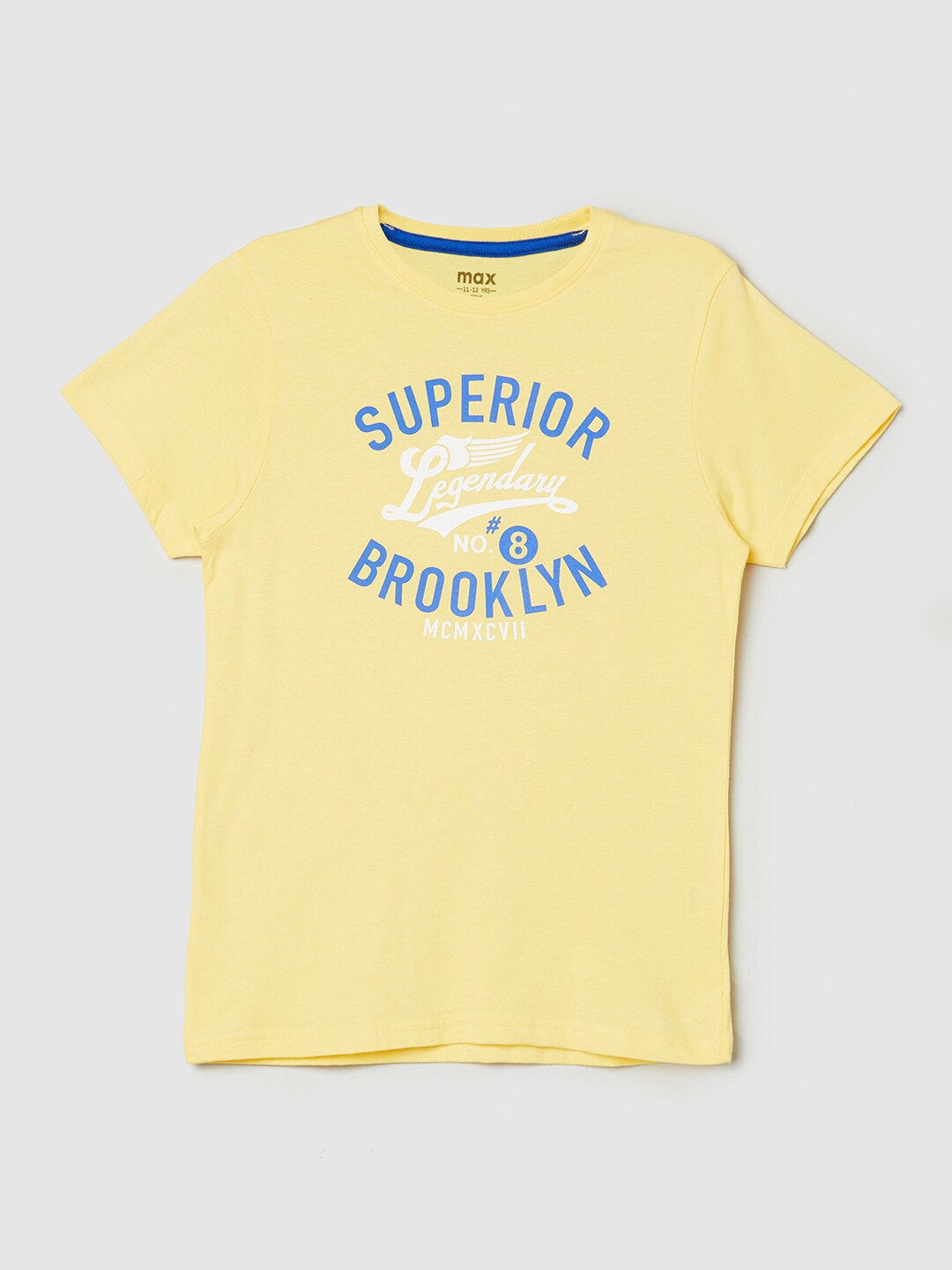 

max Boys Yellow Typography Printed Applique T-shirt