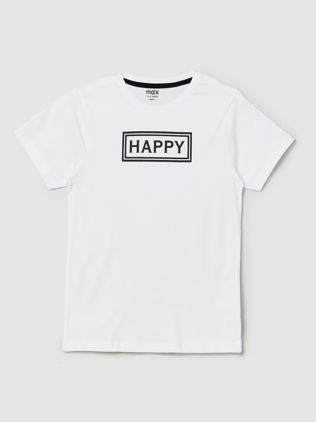 

max Boys White Typography T-shirt