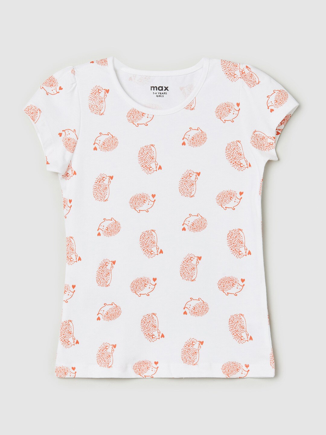 

max Girls Beige Printed Extended Sleeves T-shirt