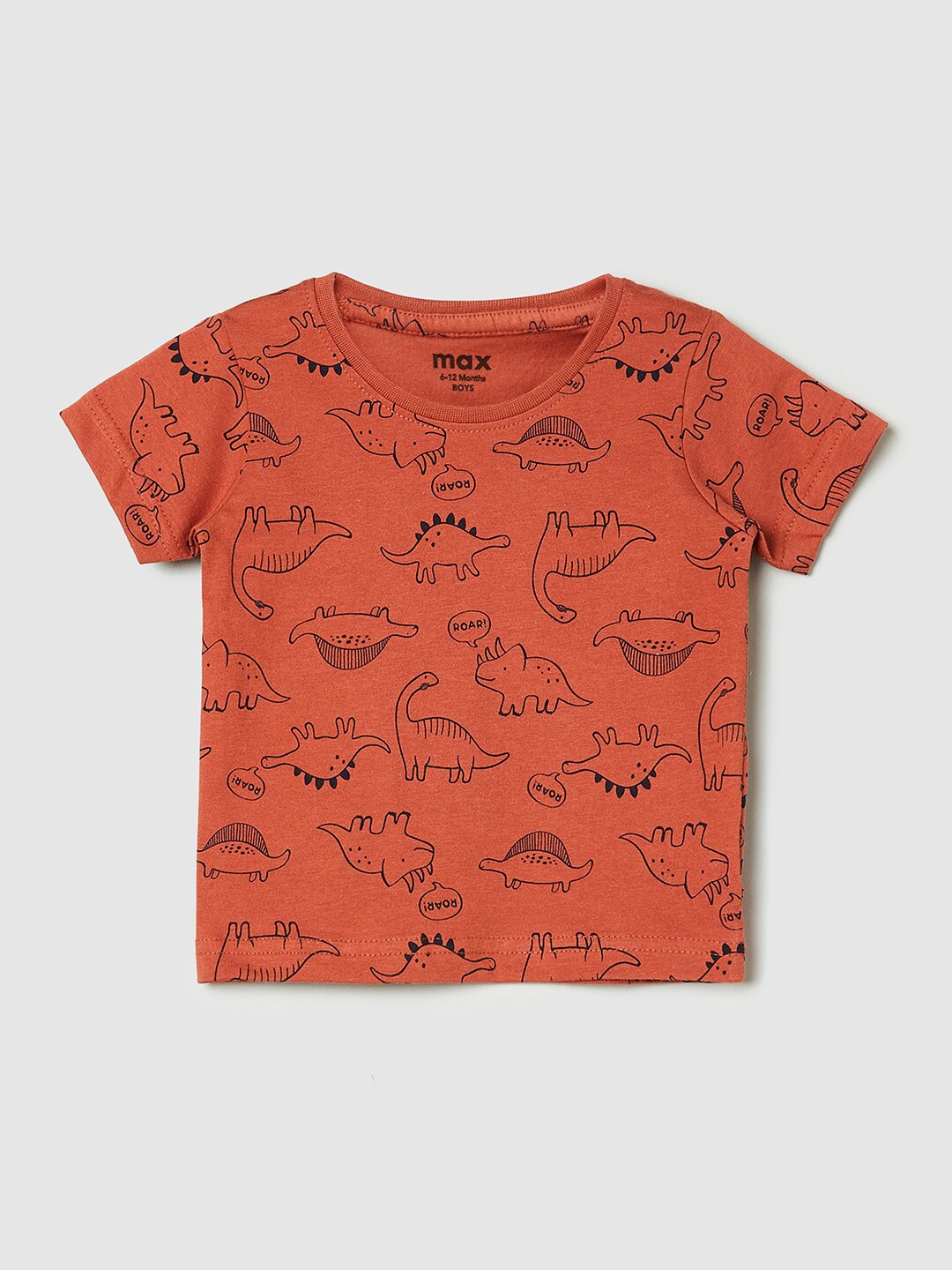 

max Boys Brown Printed T-shirt
