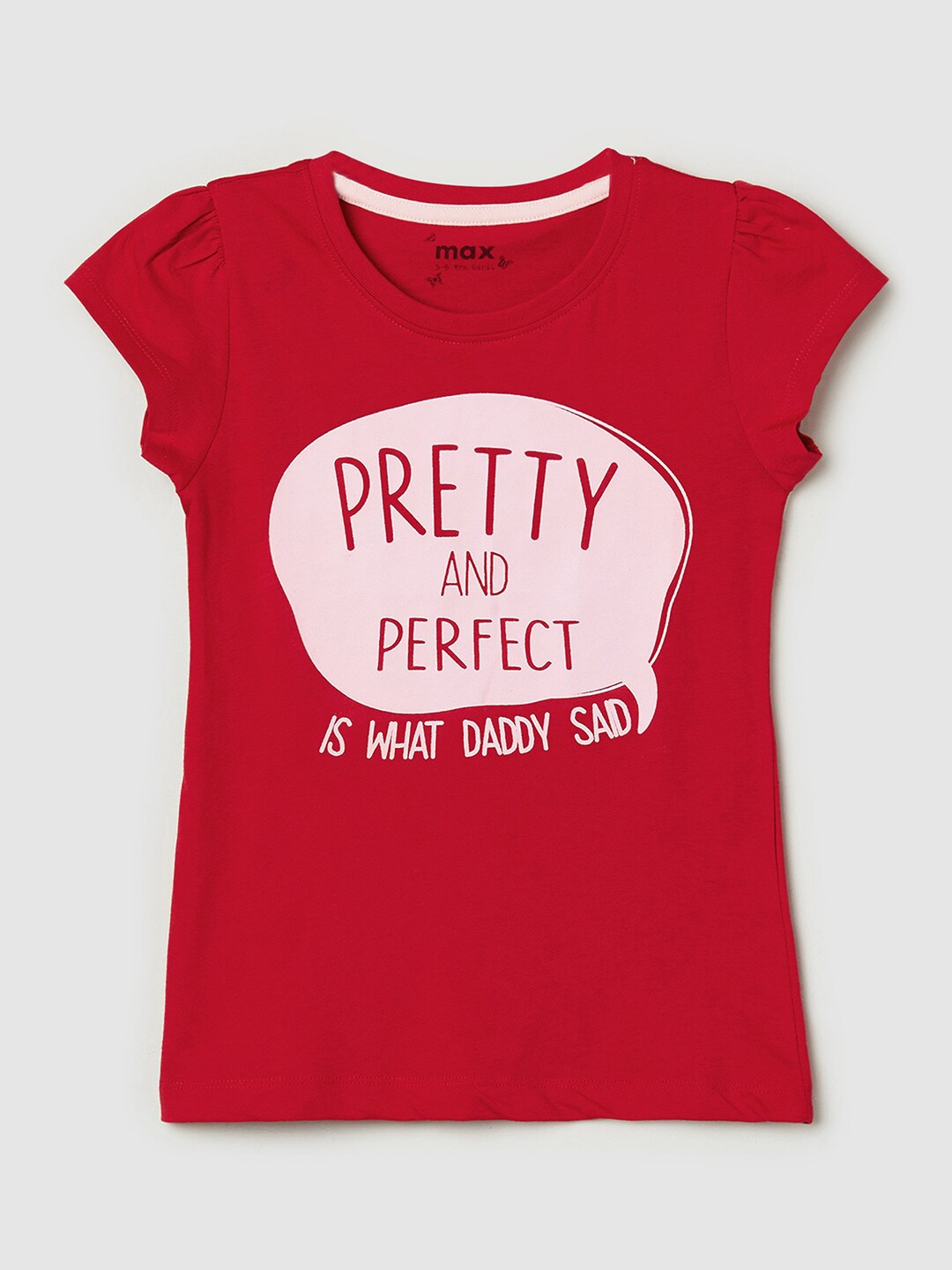 

max Girls Red Colourblocked T-shirt