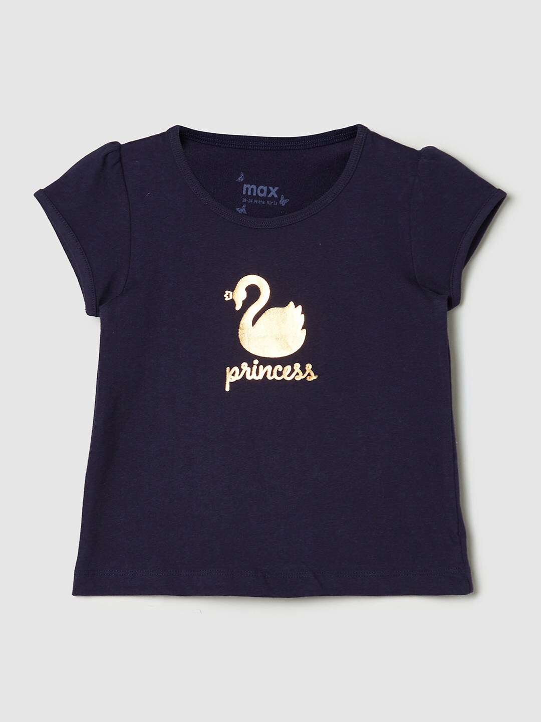 

max Girls Navy Blue Extended Sleeves T-shirt