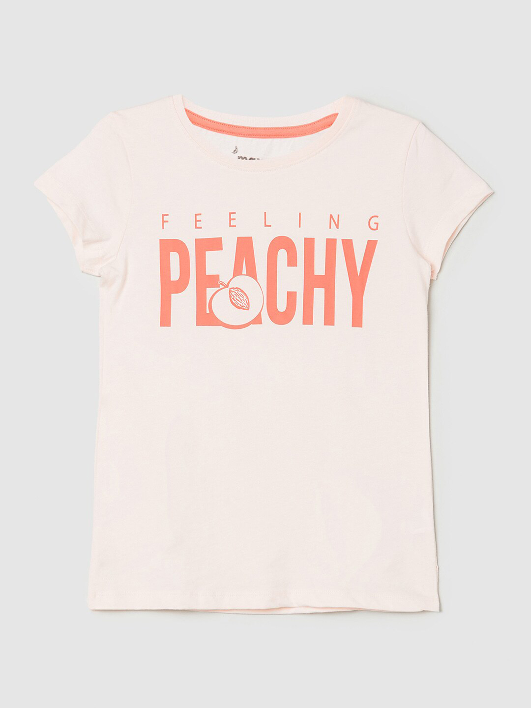 

max Girls Pink Typography Printed Applique T-shirt