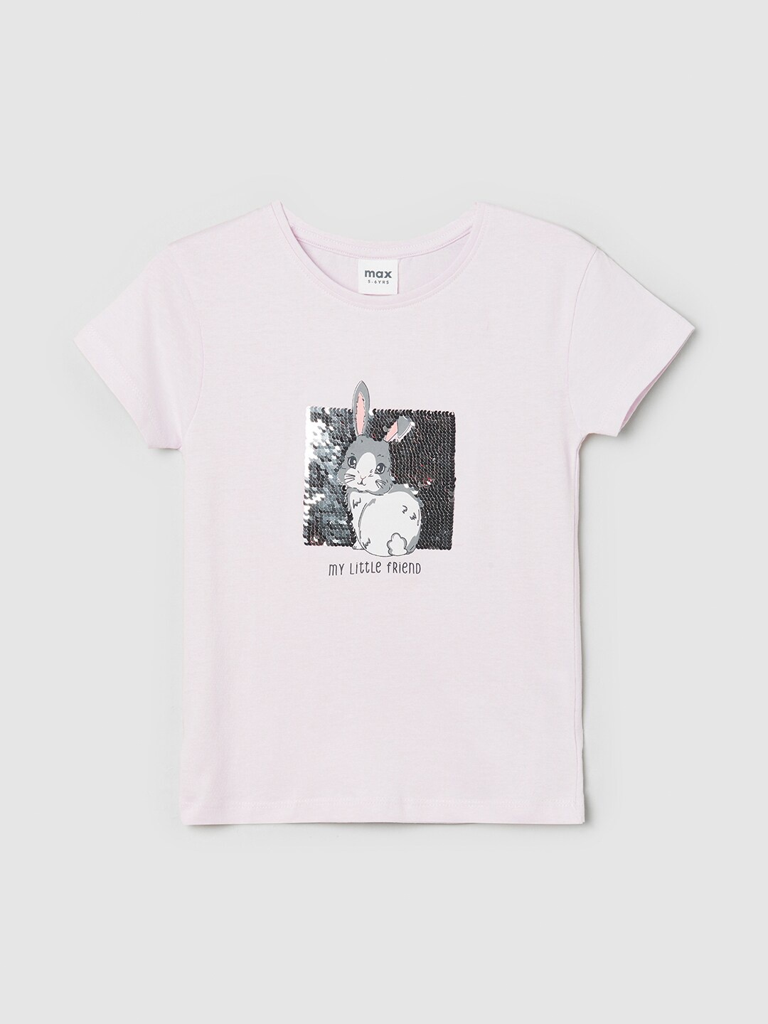 

max Girls Lavender Printed Applique T-shirt