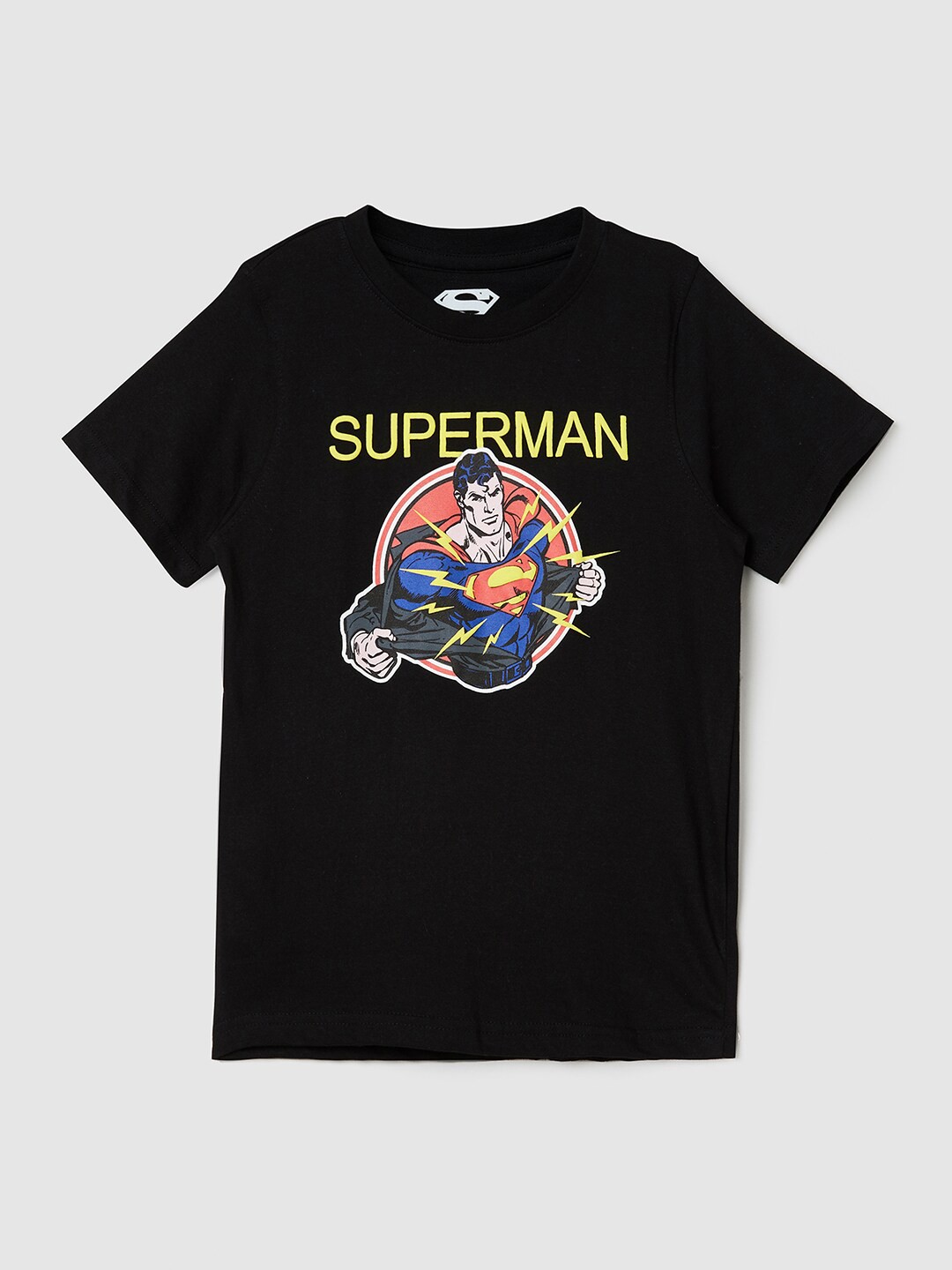 

max Boys Black Printed Applique T-shirt