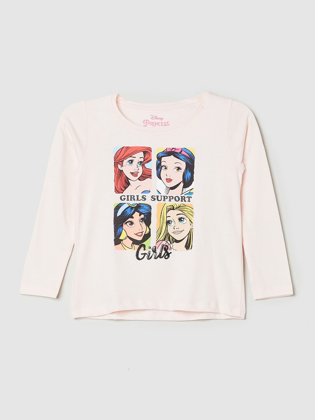 

max Girls Pink Printed Extended Sleeves T-shirt