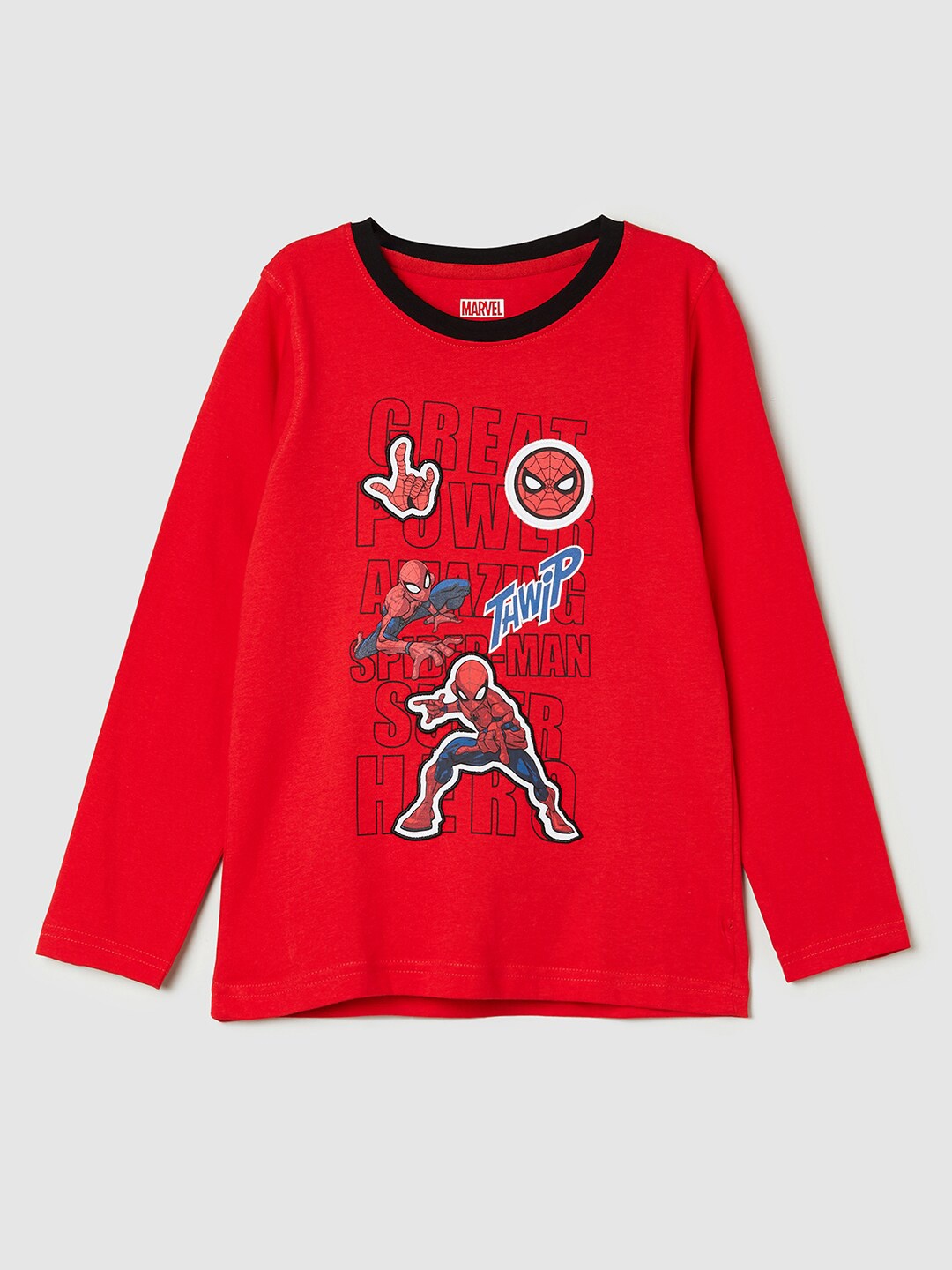 

max Boys Red Printed Applique T-shirt
