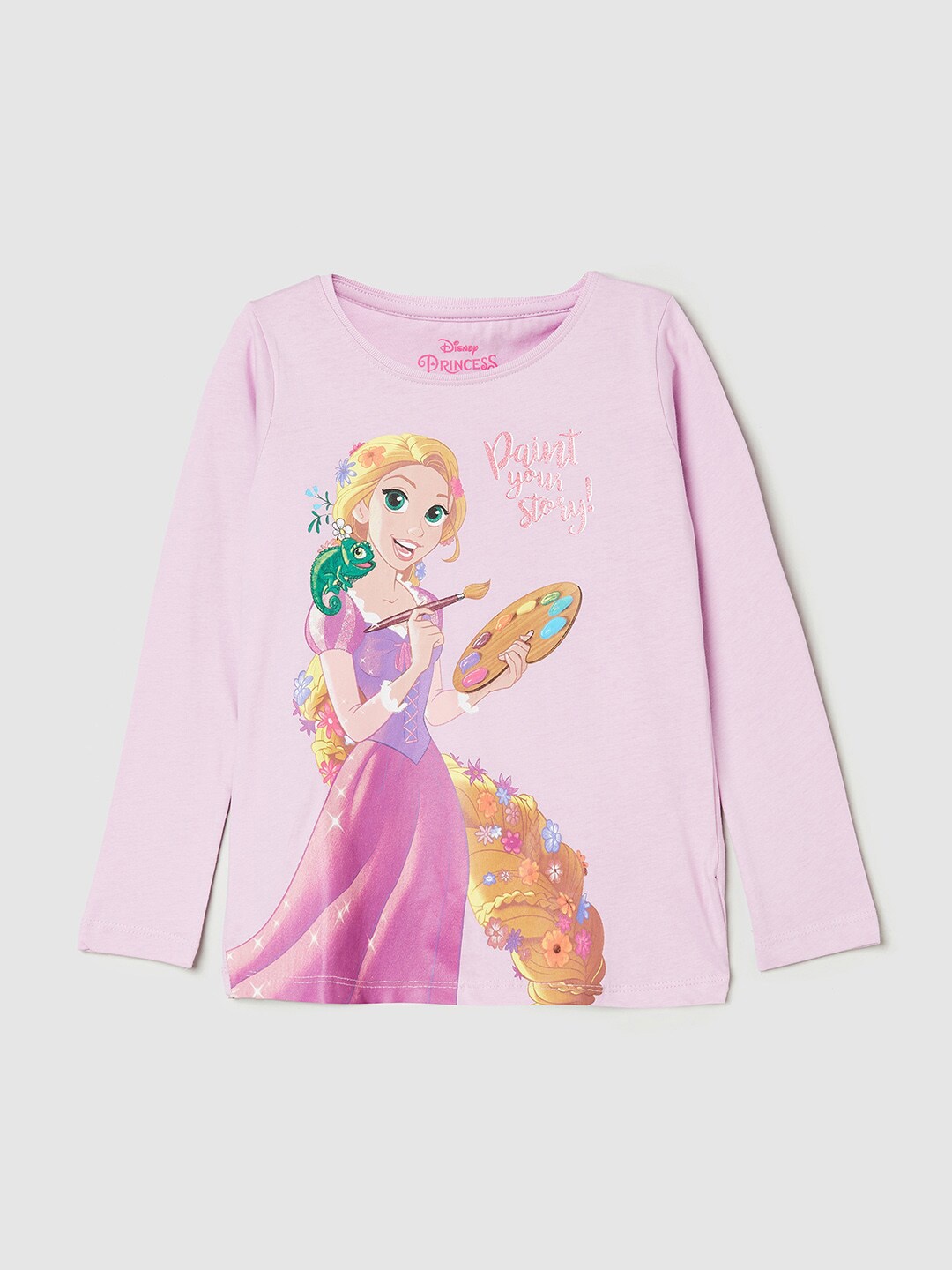 

max Girls Lavender Printed Applique T-shirt