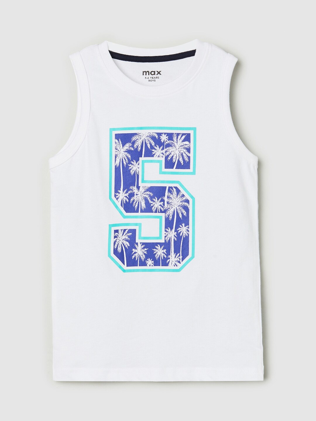 

max Boys White Typography Printed Tropical Applique T-shirt