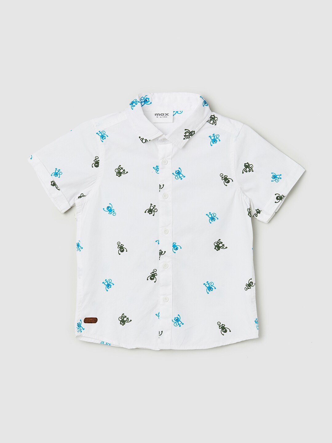 

max Boys White Printed Casual Shirt