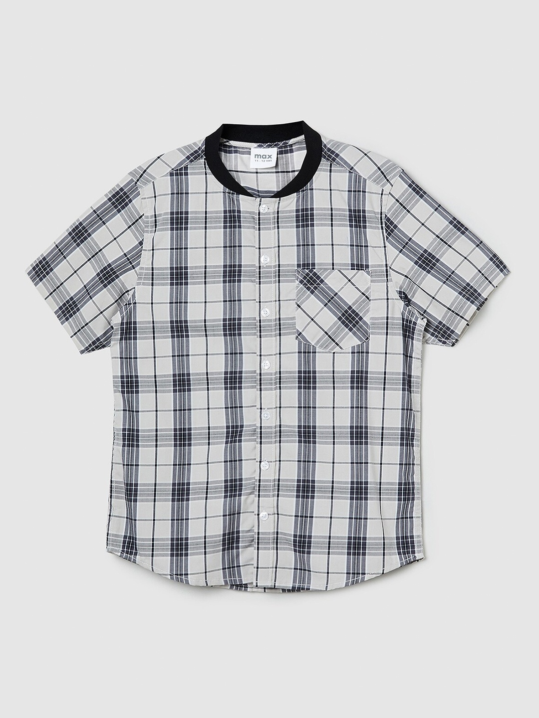 

max Boys Grey Tartan Checks Checked Casual Shirt