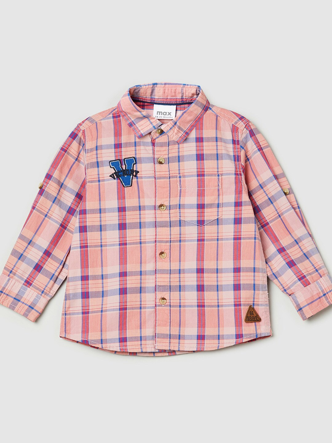 

max Boys Orange Tartan Checks Checked Casual Shirt