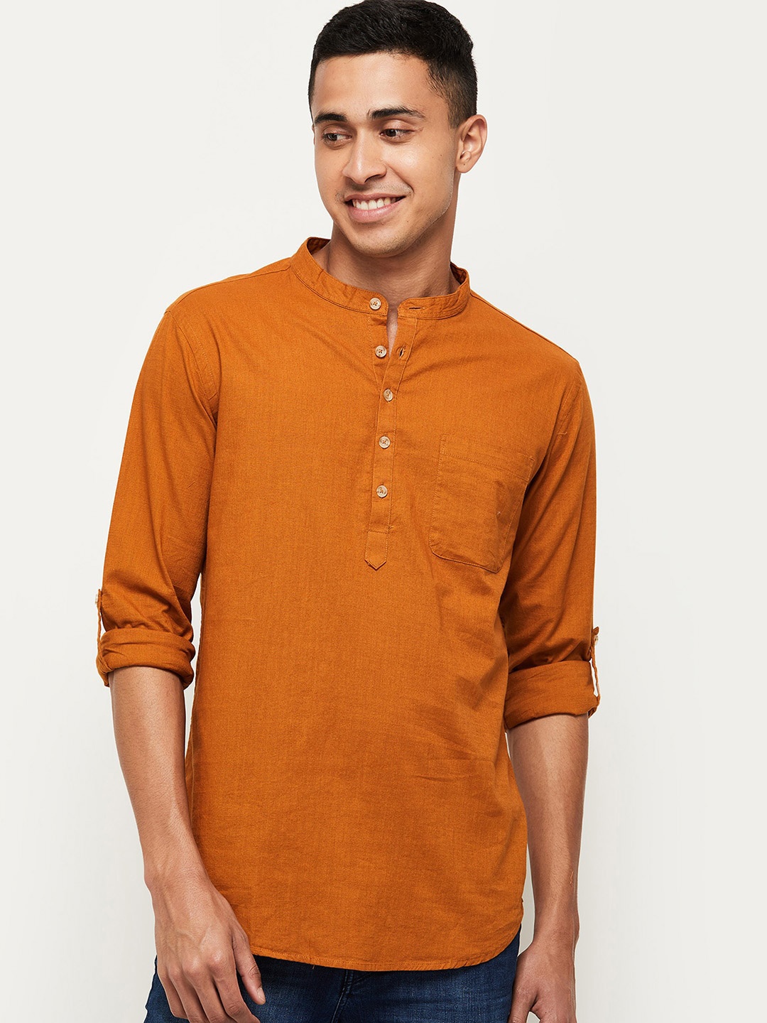 

max Men Brown Thread Work Kurta