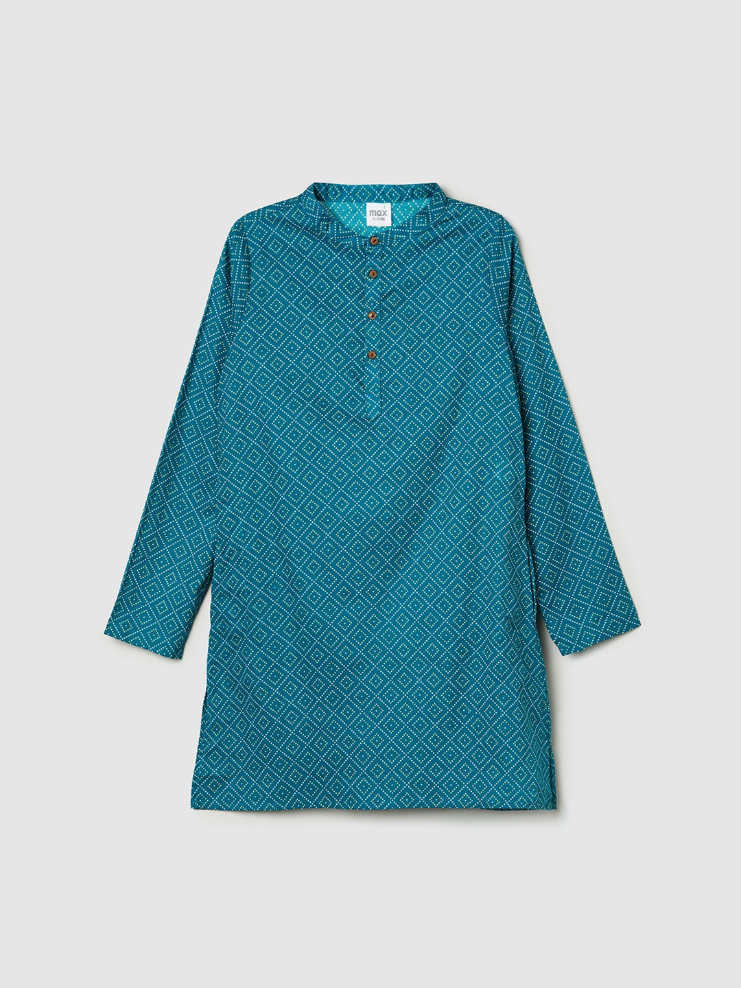 

max Boys Teal Geometric Printed Flared Sleeves Anarkali Kurta