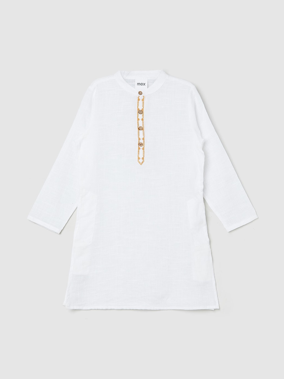 

max Boys White Striped Flared Sleeves Mirror Work Kurta