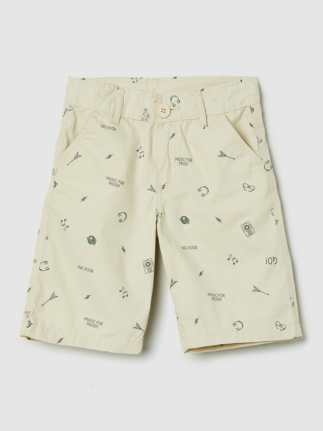 

max Boys Beige Conversational Printed Shorts