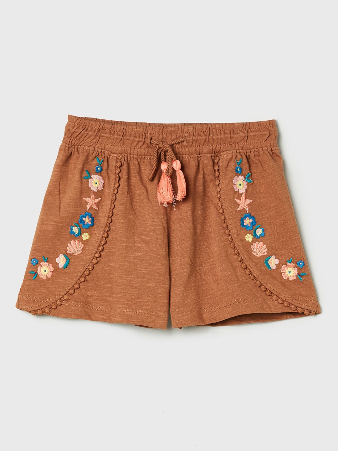 

max Girls Brown Floral Printed Shorts