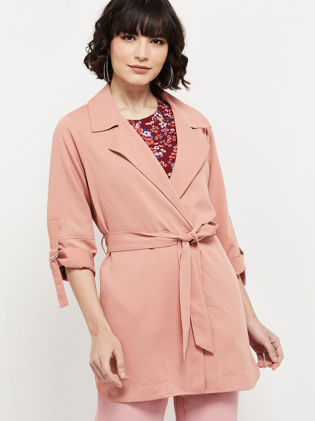

max Women Pink Longline Tailored Jacket with Embroidered