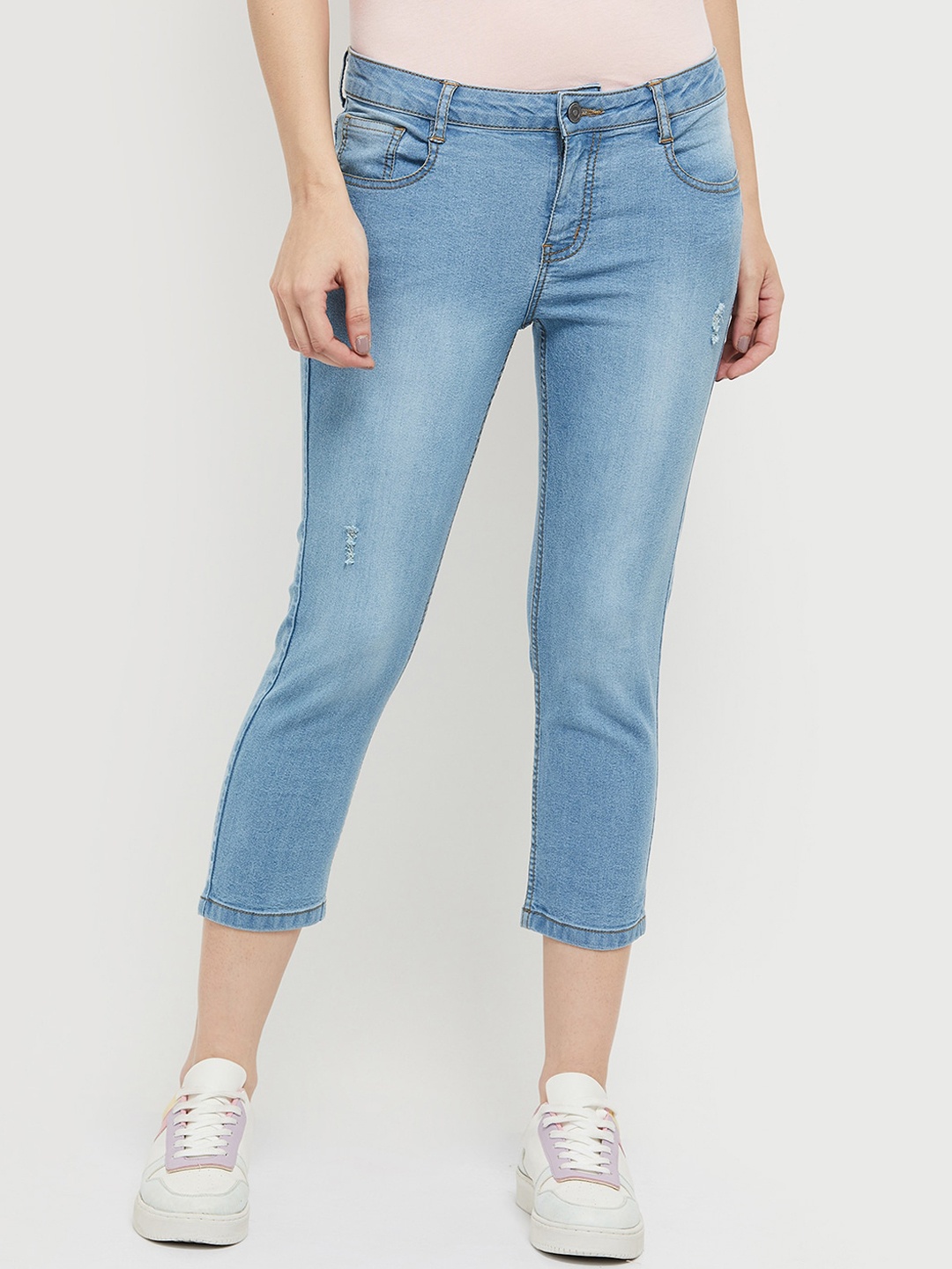 

max Women Blue Washed Capris