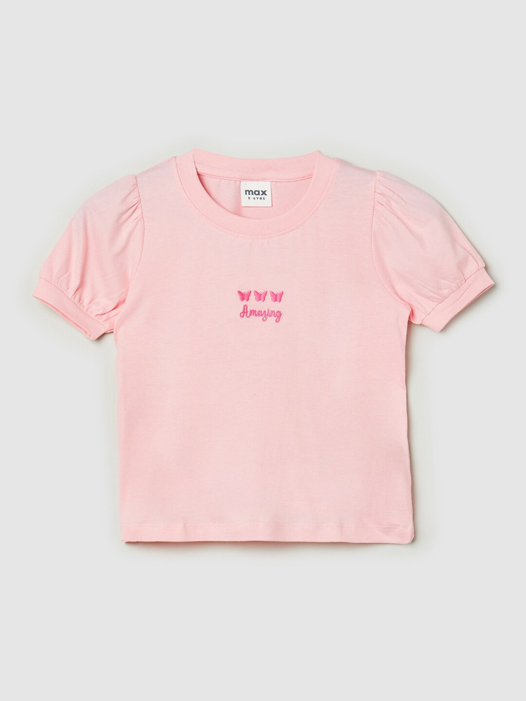 

max Girls Pink Embroidered Top