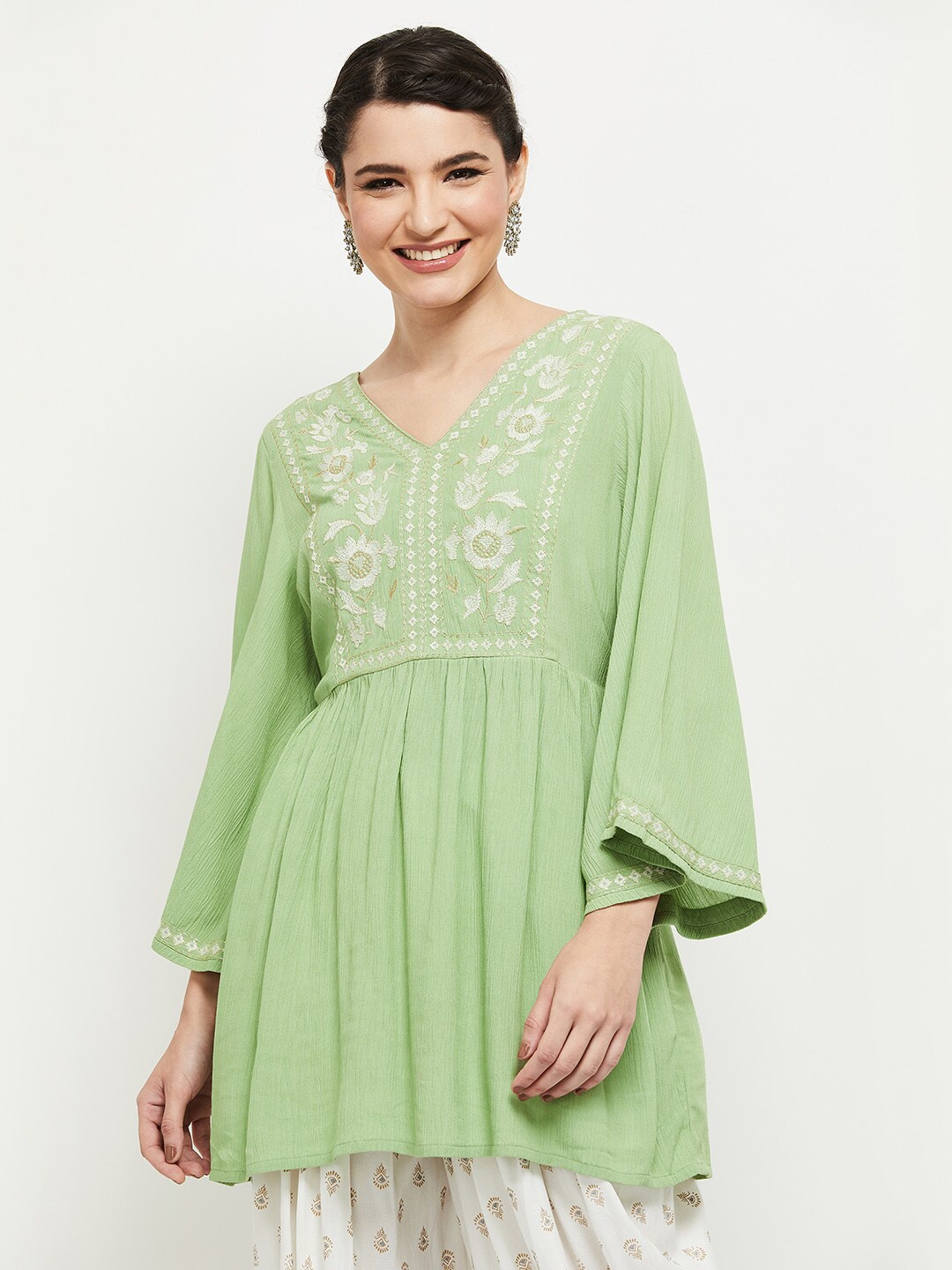 

max Green & White Printed Tunic