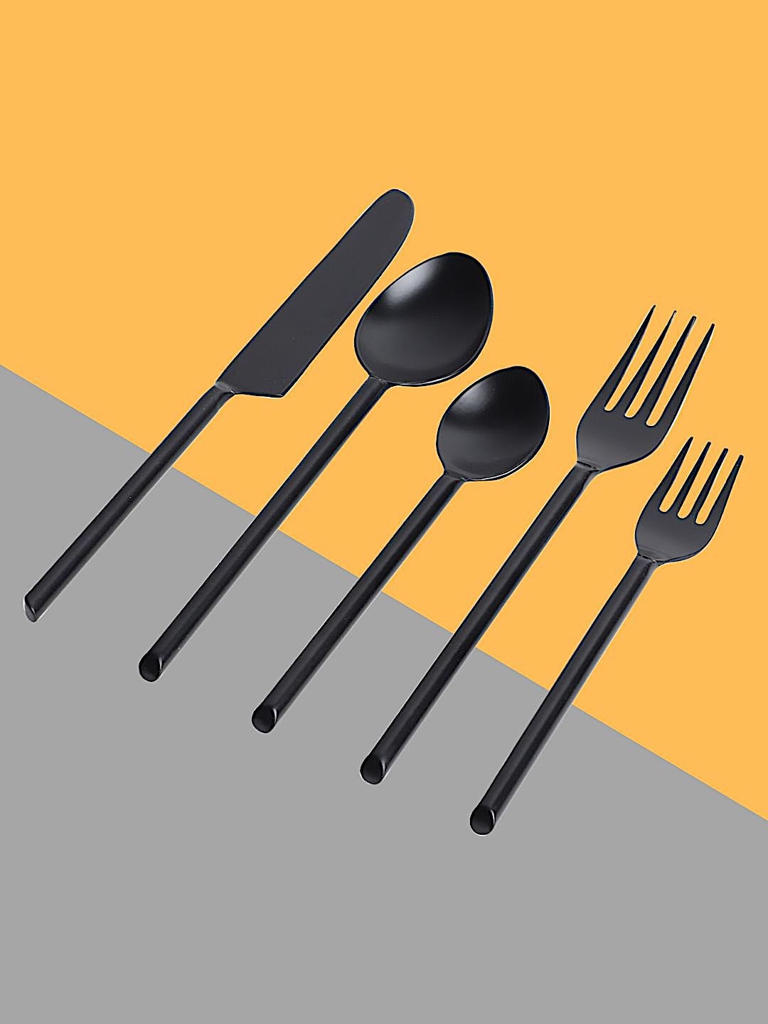 

Tranquil square Set Of 5 Stainless steel Cutlery, Black