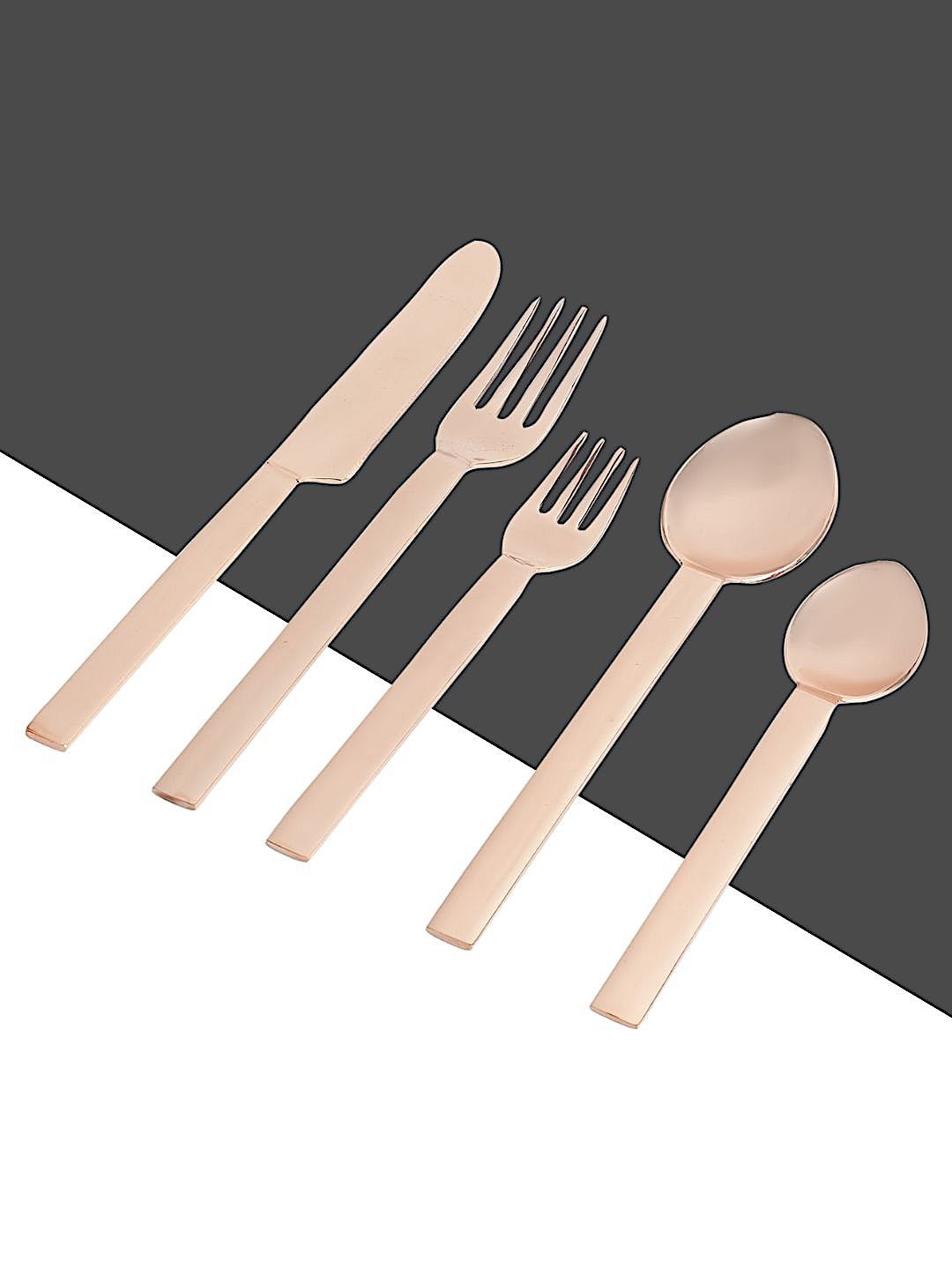 

Tranquil square Set Of 5 Stainless steel Cutlery, Rose gold